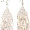 INK+ALLOY Beaded Earrings for Women Dangling, Lexie Medium Fringe Colorful Seed Bead Tassel Boho Earrings, Hypoallergenic Handmade Jewelry for the Modern Bohemian, 3.25-Inch Length