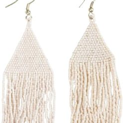 INK+ALLOY Beaded Earrings for Women Dangling, Lexie Medium Fringe Colorful Seed Bead Tassel Boho Earrings, Hypoallergenic Handmade Jewelry for the Modern Bohemian, 3.25-Inch Length